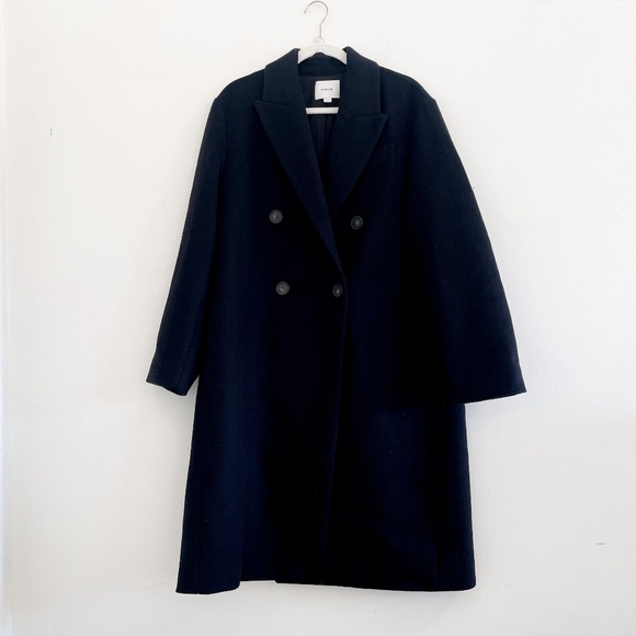 Vince Brushed Wool Blend Double Breasted Coat Black L NWT - Picture 4 of 13